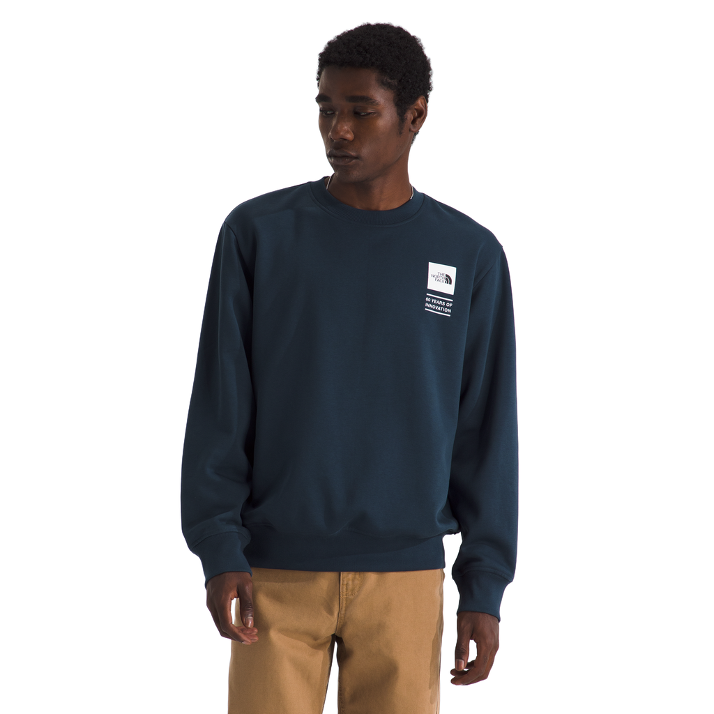 The North Face Celebration Relaxed Graphic Crewneck Sweatshirt in Summit Navy